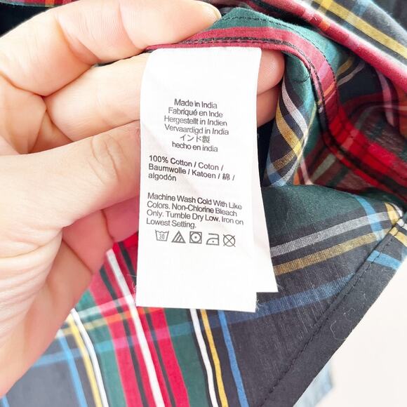 J. Crew Embellished Garcon Button Up Cotton Shirt in Tartan Plaid Poplin Green 6 - Picture 6 of 6